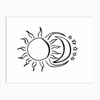 The Sun And Moon And Stars Art Print in 2021 Moon and sun pa