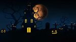 halloween background haunted house bats pumpkins: стоковое в