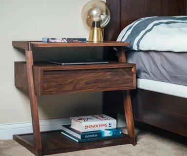 Modern Nightstand / Bedside Table With Cable Management Syst