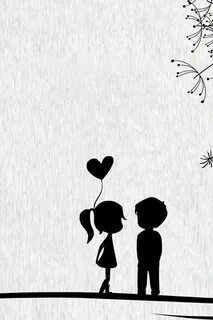 Black And White Little Lovers Art Drawn iPhone 4s Wallpaper 