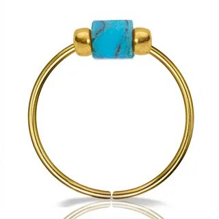 14k Gold Filled Beaded Septum Ring 22 gauge Tiny Turquoise s