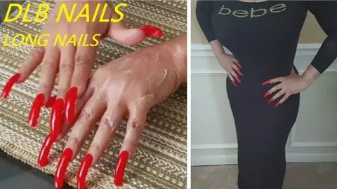 DLB Nails - LONG NAILS - ASMR - Applying Lotion with Red Lon