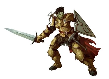 Female Half-Orc Paladin Fighter Knight - Pathfinder PFRPG DN