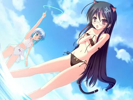 animal ears bikini blush glasses hecate natsumiya yuzu shaku