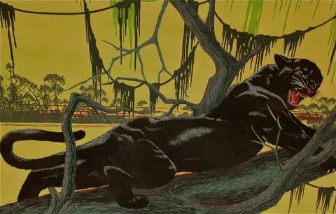 Fabulous 1950s panther painting by TA Black. Someone obvious