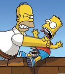 Гомер душит Барта на крыше дома - Картинки и аватары