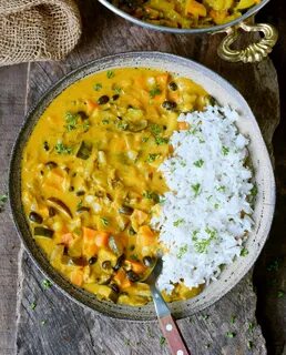 Vegetable curry recipe with coconut milk, pineapple, and chi