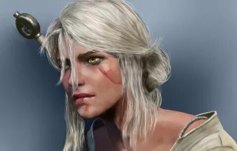 Обои взгляд, оружие, шрам, зеленые глаза, Ciri, Witcher 3: W