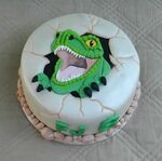 2D T Rex cake Dinosaur birthday cakes, Cupcake birthday cake