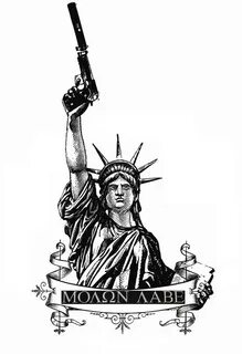 Drawn statue of liberty gun - Pencil and in color drawn stat