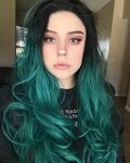 FPC Black Ombre Green Long Synthetic Lace Front Wigs SLW011R