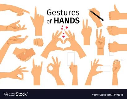 Colored hand gesture set Royalty Free Vector Image