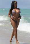 Moriah Mills In a purple bikini at the beach in Miami Beach 