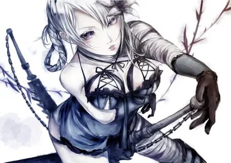 动 漫 图 片 nier kaine (nier) cham single long hair looking at v