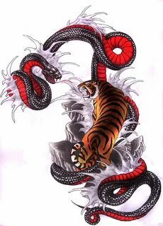 Tiger vs Snake by Clouds94 on deviantART Snake tattoo design