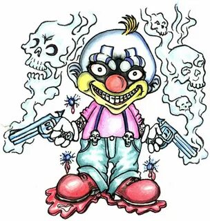 Colorful gangsta clown tattoo design - Tattoos Book - 65.000