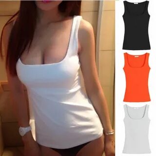 Sexy Women Low Cut Scoop Neck Cami Tank Top Sleeveless Fitne