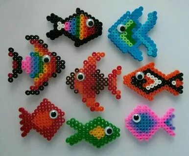 Hama bead fish Hobbyarbejde, Perlemønstre, Kreative ideer
