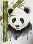 Watercolor Panda Eating Bamboo - NewelHome.com