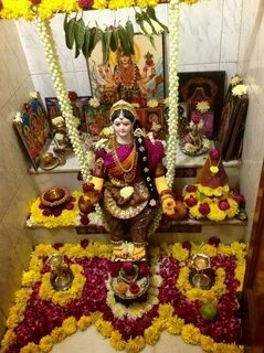 Maa MAHALAKSHMI Goddess decor, Pooja rooms, Puja room