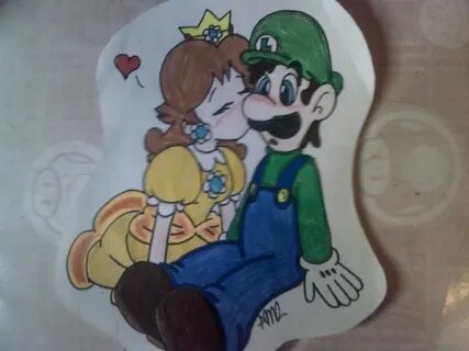 Surprise Kiss Luigi and daisy, Mario fan art, Luigi