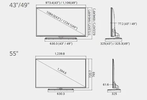 Сколько сантиметров телевизор 22 дюйма: диагональ, ширина, в