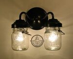Vintage CLEAR Pint Canning Jar DOUBLE Sconce Light Wall Etsy