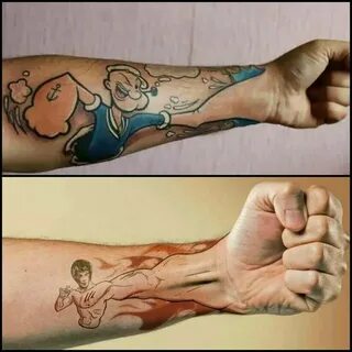 Popeye bruce lee fist tattoo