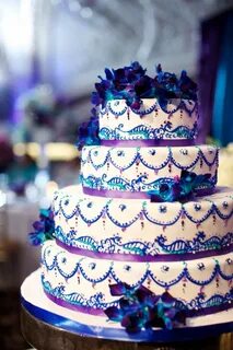 Real Weddings - Behind the Aisle Peacock wedding cake, Purpl