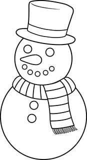 Colorable Christmas Snowman - Christmas Clipart Black And Wh