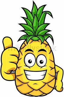 Grinning Pineapple Thumbs Up Cartoon Vector Clipart - Friend
