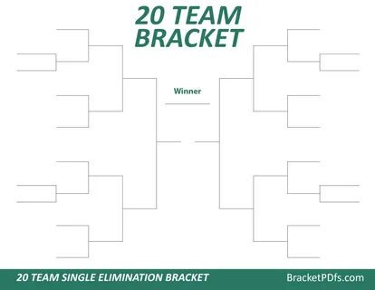 20 Team Bracket Single Elimination - Printable Sea Color Bra