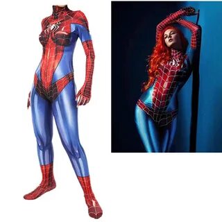 MJ Spiderman Cosplay Costume Mary Jane Girl Zentai Suit