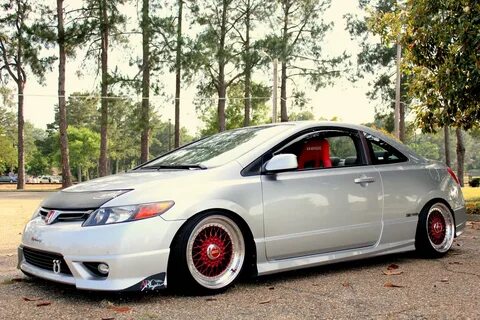 Silver Honda Civic Si Coupe FG2 on Candy Red Faced BBS RS BB