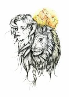 illustration Lion drawing, Virgo constellation tattoo, Virgo
