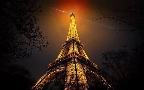 Скачать обои Paris, Eiffel Tower, night, french landmarks, F