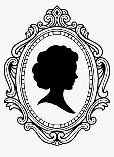 Cameo With Decorative Border - Mirror Clipart Black And Whit