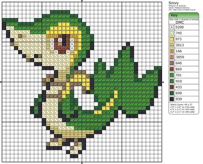 #495 - Snivy Pokemon cross stitch patterns, Pokemon cross st