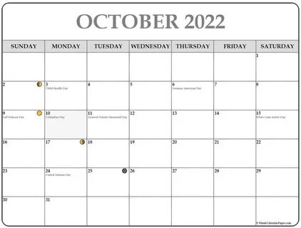 October 2022 Lunar Calendar Moon Phase Calendar