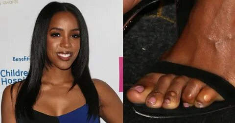 Smiling Kelly Rowland Exposes Corny Feet at Hollywood Beauty