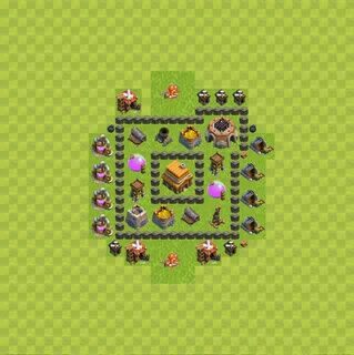 Trophy (Defense) Base TH4 - Clash of Clans - Town Hall Level