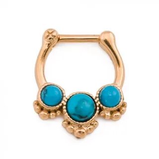 16g Trinity Turquoise Stone PVD Gold Septum Clicker