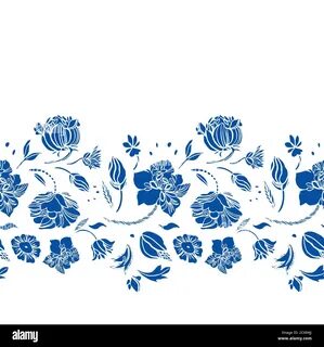 Elegant Blue Flower Border Design - Fritto