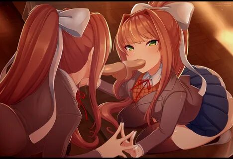 ass blush bow brown hair dildo doki doki literature club! fe