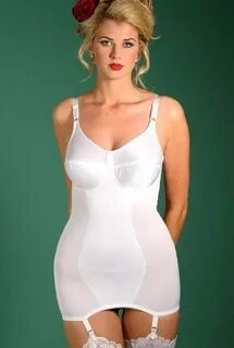 White All In One Open Bottom Garter Girdle and Sheer White S