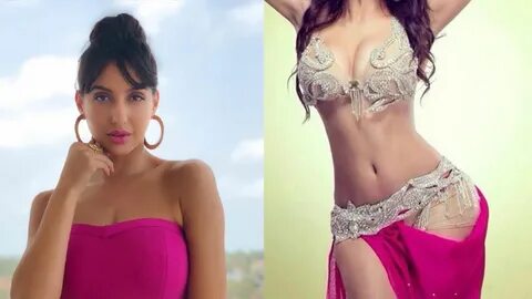 belly dancer nora fatehi latest, sexy and hot photo in pink 