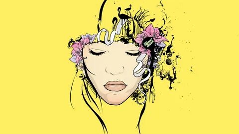 Girl Face On Yellow Wallpaper IPhone Wallpaper WallpaperLepi