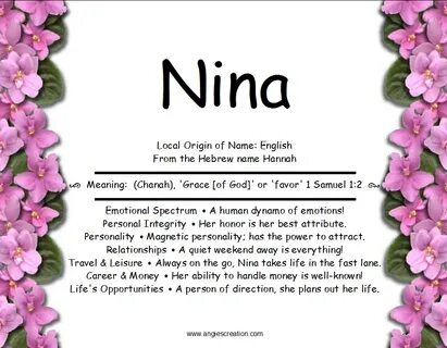 Nina Baby Names And Meanings, Names With Meaning, Hannah Name Meaning, Ni.....