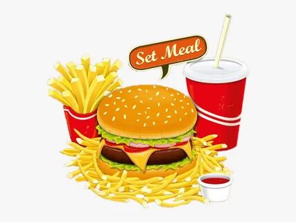 Transparent Burger And Fries Clipart - Transparent Backgroun