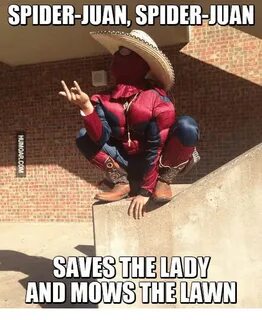 SPIDERJUAN SPIDERJUAN AWES THE LADY AND MOWS THE LAWN Meme o